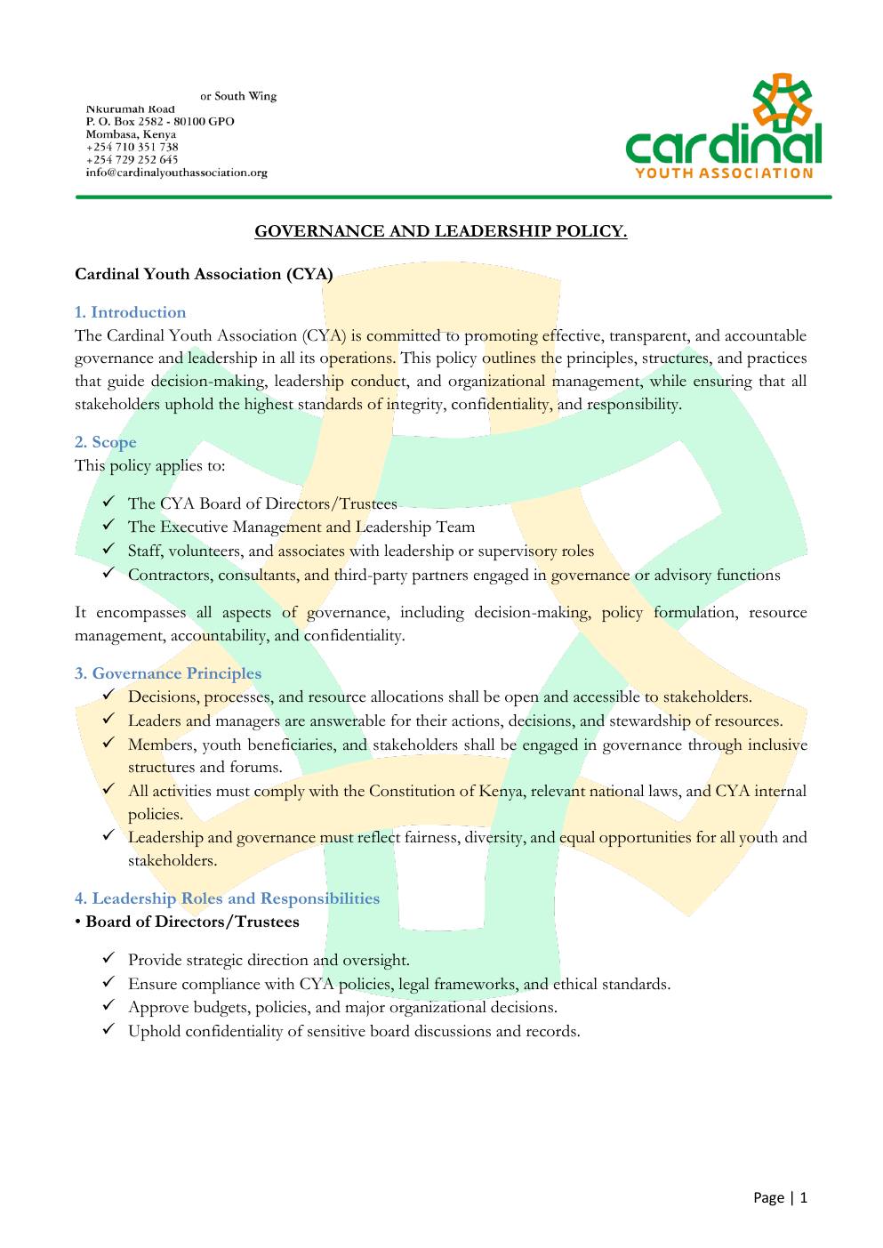 Leadership Policy — page 1