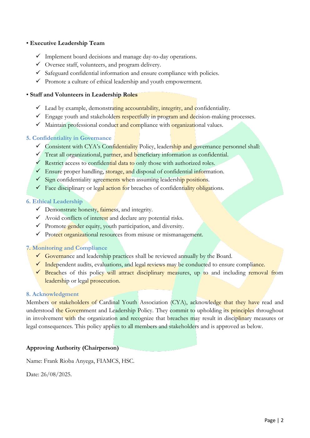 Leadership Policy — page 2